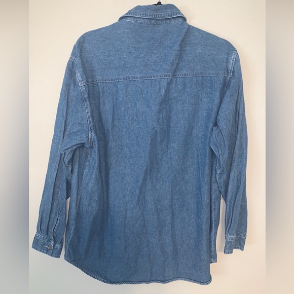 Bobbie Brooks 1990s Women’s Christmas Denim Collared Embroidered Button Up Large - Picture 9 of 16